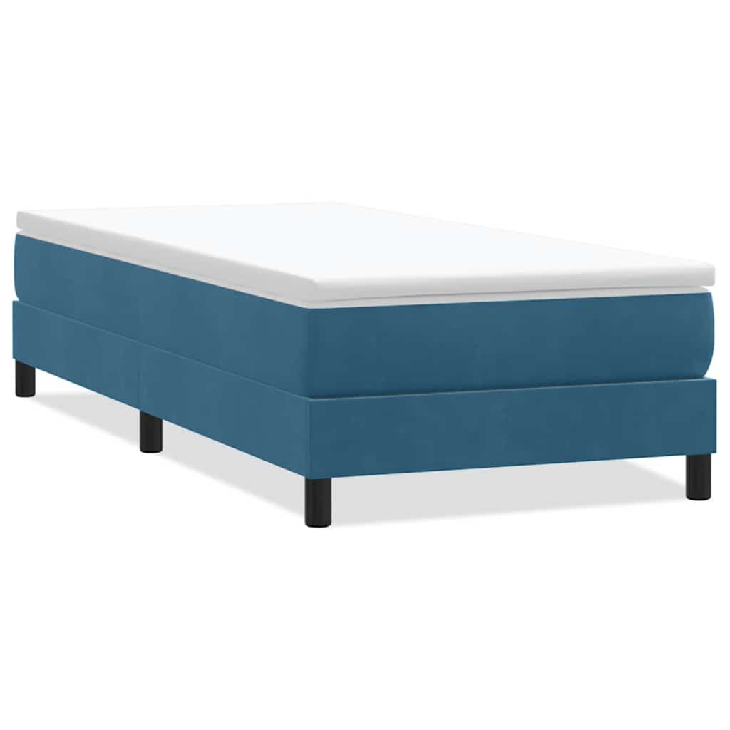 vidaXL Κρεβάτι Boxspring χωρίς Στρώμα Σκούρο Μπλε 90x220 εκ. Βελούδινο