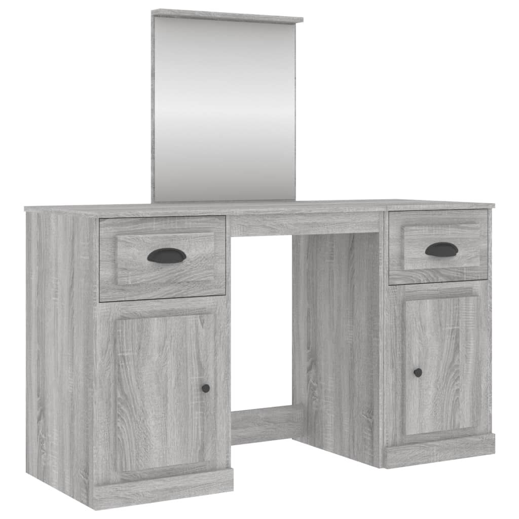 vidaXL Μπουντουάρ με Καθρέφτη Γκρι Sonoma 130x50x132,5 εκ.