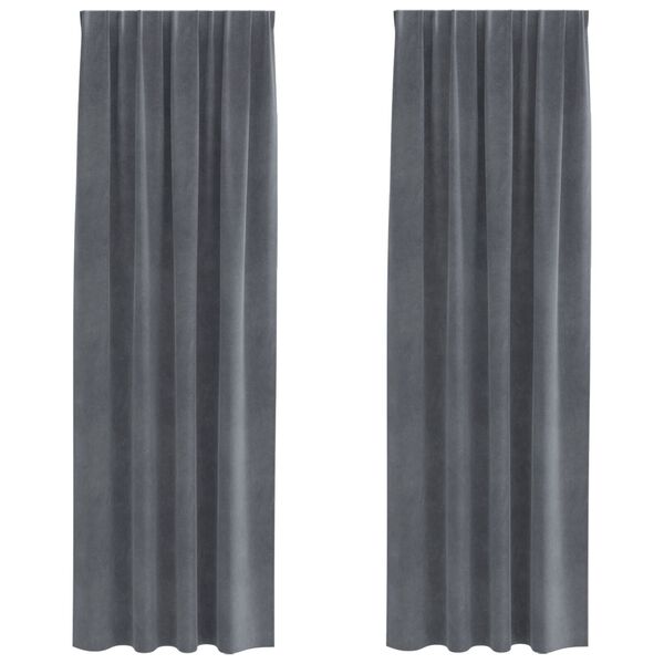 vidaXL Κουρτίνες με κουρτίνες 2 pcs Ανοιχτό γκρι 140 x 225 cm Βελούδο