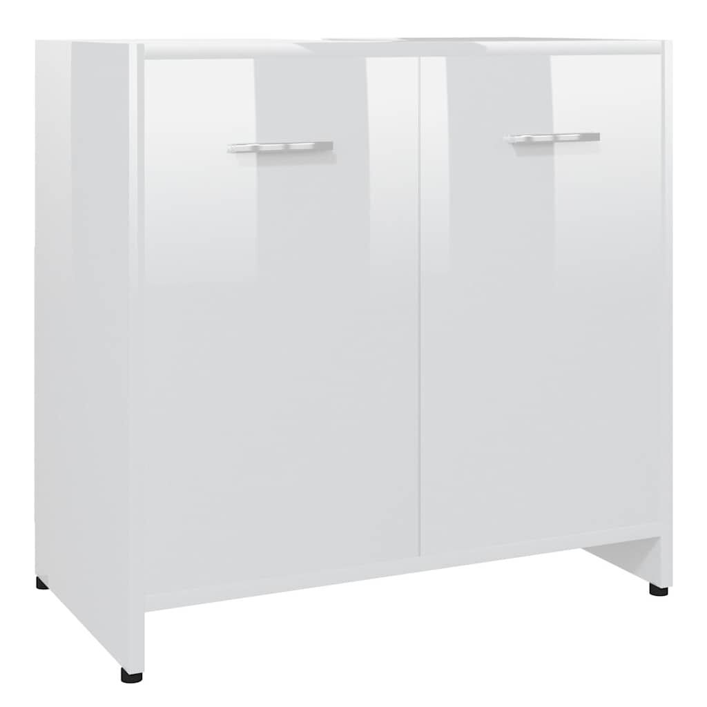 vidaXL Ντουλάπι Νιπτήρα Γυαλιστερό Λευκό 60 x 33 x 61 εκ. Επεξ. Ξύλο