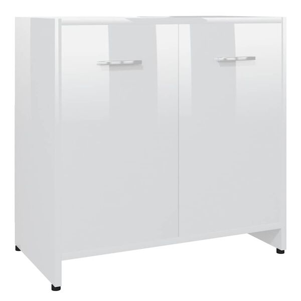 vidaXL Ντουλάπι Νιπτήρα Γυαλιστερό Λευκό 60 x 33 x 61 εκ. Επεξ. Ξύλο