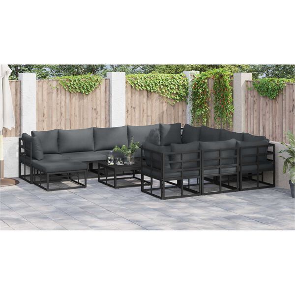 vidaXL Σετ Καναπέ Κήπου 11 pcs Μαύρο 71.5 x 71.5 x 71 εκ. Αλουμίνιο