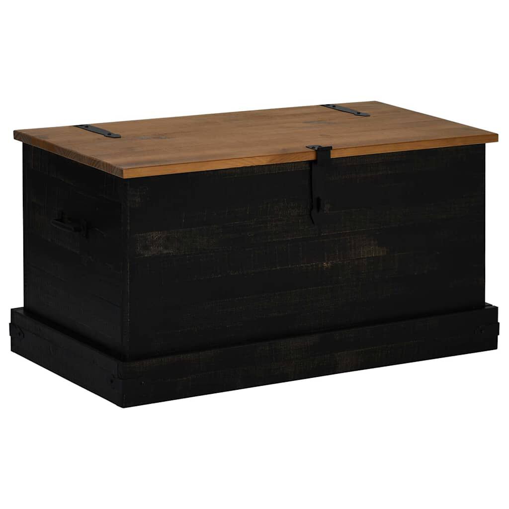 vidaXL Σεντούκι αποθήκευσης HALDEN Μαύρο 91x48x47cm Στερεό ξύλο πεύκου