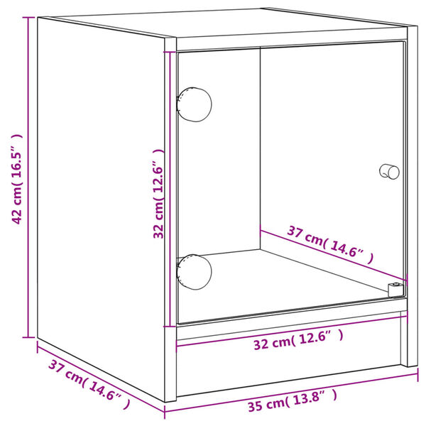 vidaXL Κομοδίνο Καφέ Δρυς 35 x 37 x 42 εκ. με Γυάλινη Πόρτα