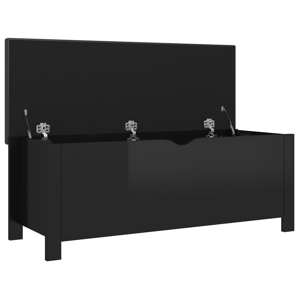 vidaXL Κουτί Αποθήκευσης Γυαλ. Μαύρο 105x40x45εκ Επεξ. Ξύλο & Μαξιλάρι
