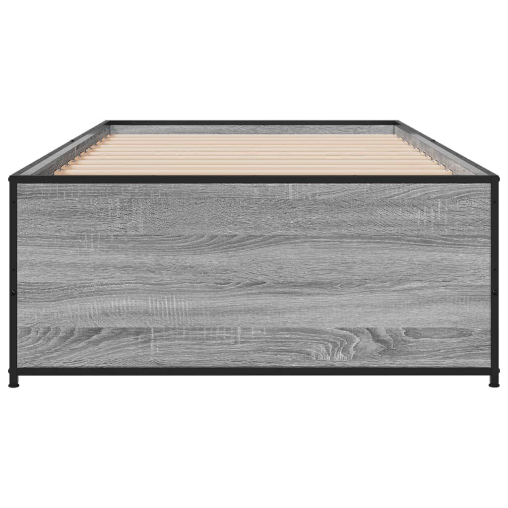 vidaXL Πλαίσιο Κρεβατιού Γκρι Sonoma 75x190 εκ. Επεξ. Ξύλο & Μέταλλο