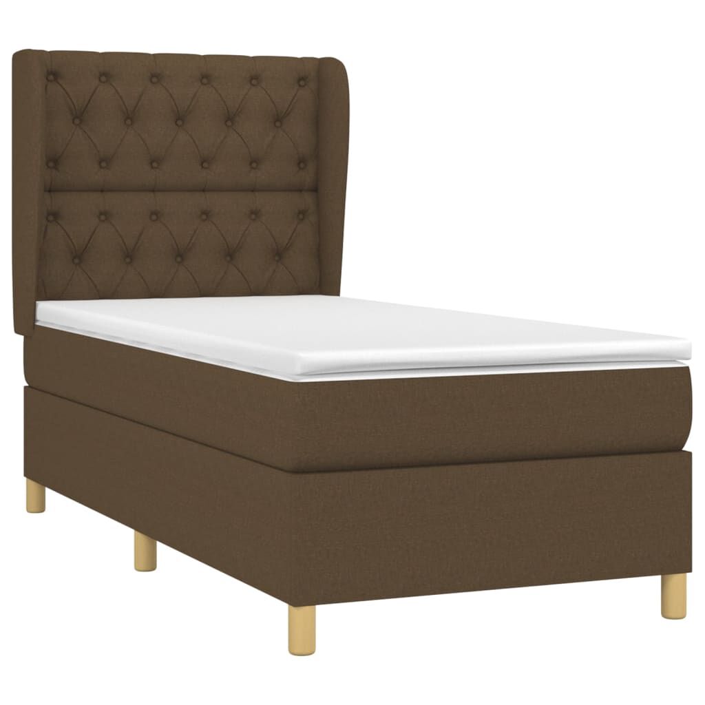 vidaXL Κρεβάτι Boxspring με Στρώμα Σκούρο Καφέ 80x200 εκ. Υφασμάτινο
