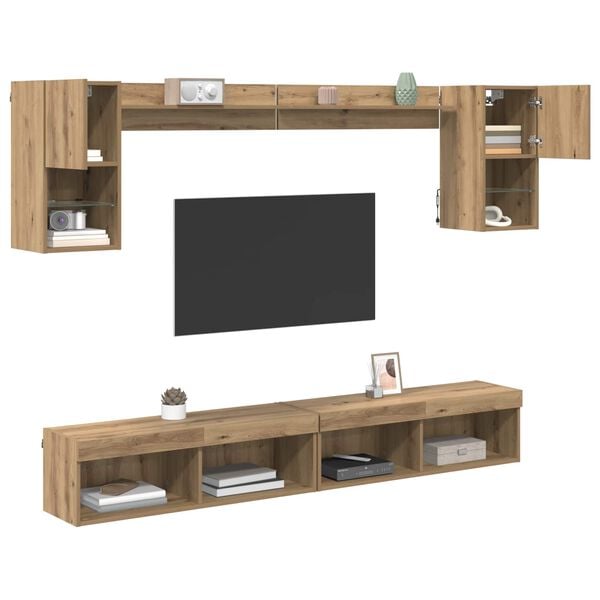 vidaXL &Mu;&omicron;&nu;ά&delta;&epsilon;&sigmaf; &Tau;&omicron;ί&chi;&omicron;&upsilon; &Tau;V &mu;&epsilon; LED 6 pcs Artisan Oak &Epsilon;&pi;&epsilon;&xi;&epsilon;&rho;&gamma;&alpha;&sigma;&mu;έ&nu;&omicron; &xi;ύ&lambda;&omicron;