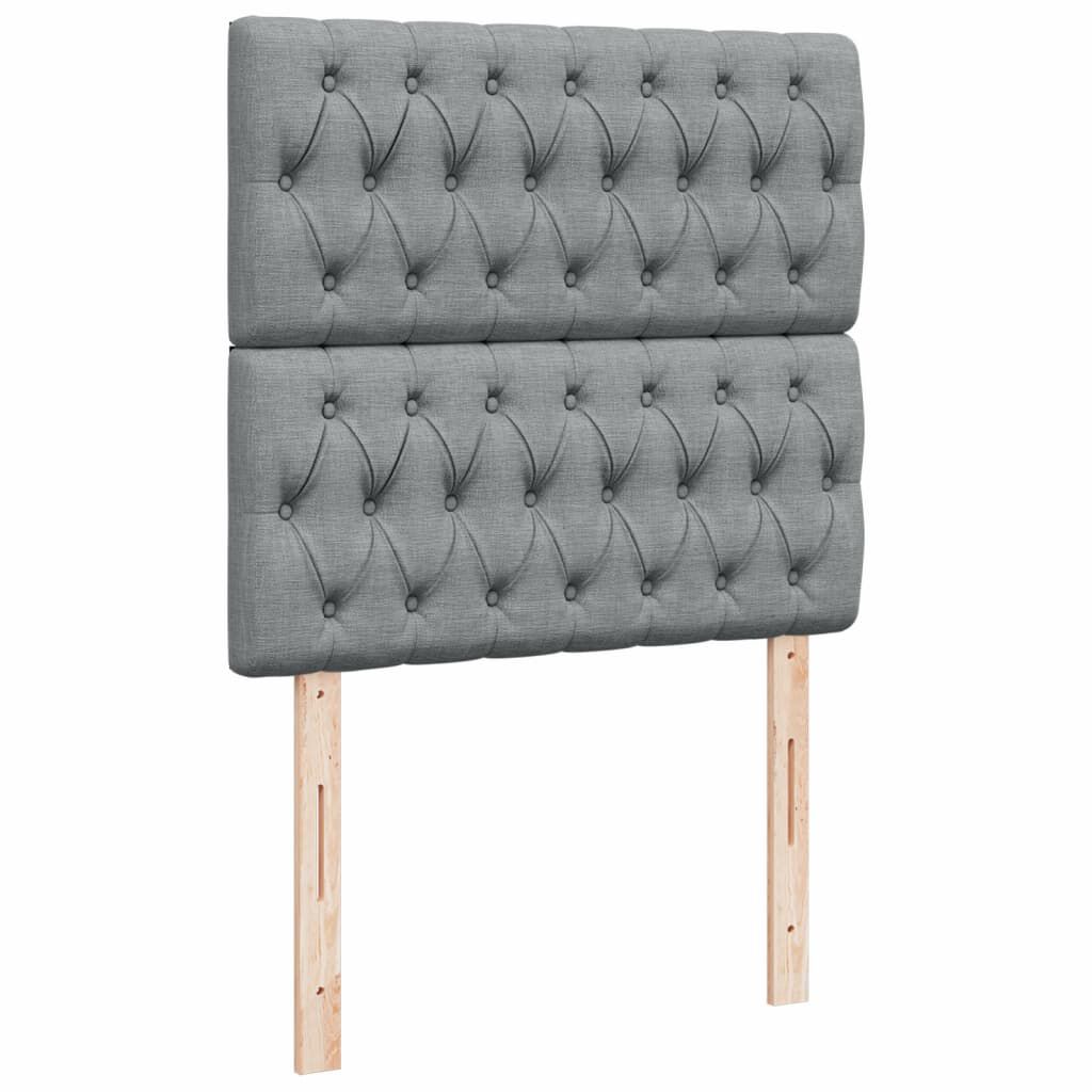 vidaXL Κρεβάτι Boxspring με Στρώμα Ανοιχτό Γκρι 90x200 εκ. Υφασμάτινο