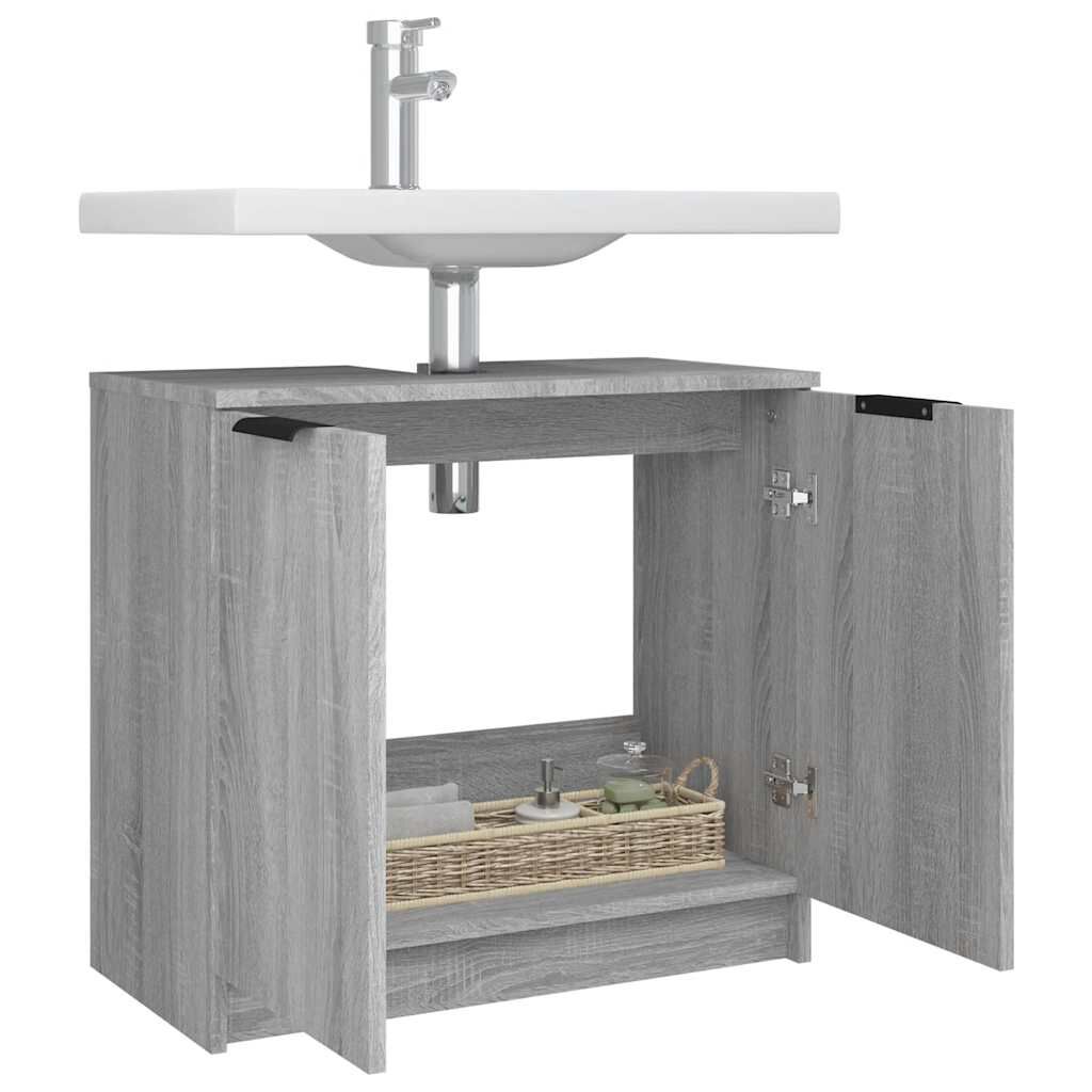 vidaXL Ντουλάπι Μπάνιου Γκρι sonoma 64,5x33,5x59 εκ Επεξεργασμένο Ξύλο