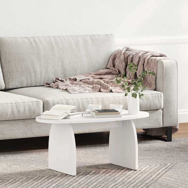 vidaXL Τραπεζάκι σαλονιού Λευκό 80 x 40 x 35 cm Μασίφ ξύλο πεύκου