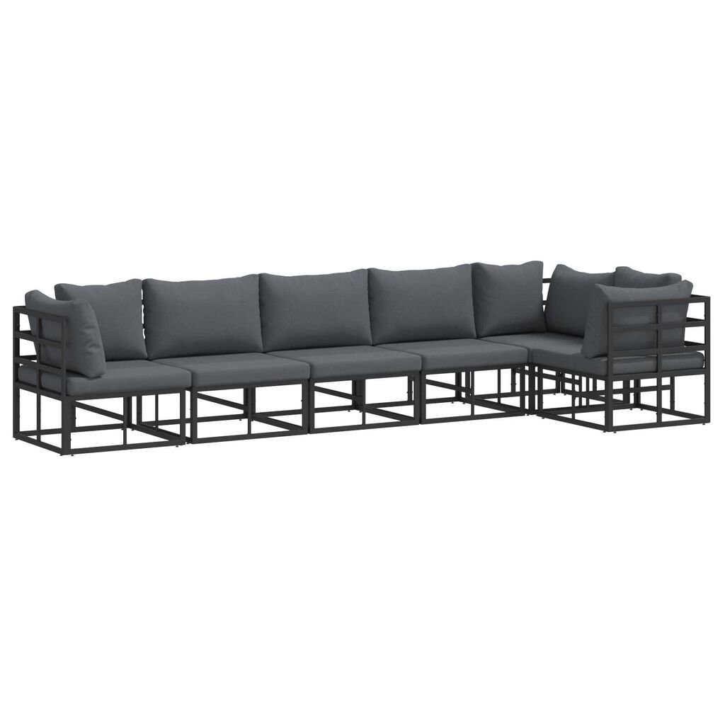 vidaXL Σετ Καναπέ Κήπου 6 pcs Μαύρο 70 x 70 x 32 εκ Αλουμίνιο