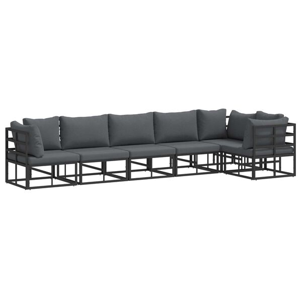 vidaXL Σετ Καναπέ Κήπου 6 pcs Μαύρο 70 x 70 x 32 εκ Αλουμίνιο