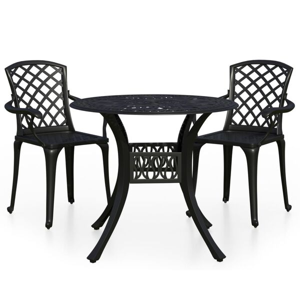 vidaXL Σετ Επίπλων Bistro 3 Τεμαχίων Μαύρο από Χυτό Αλουμίνιο