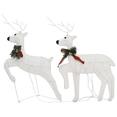 vidaXL Τάρανδοι & Έλκηθρο Χριστουγεννιάτικοι Εξ. Χώρου 140 LED Λευκό