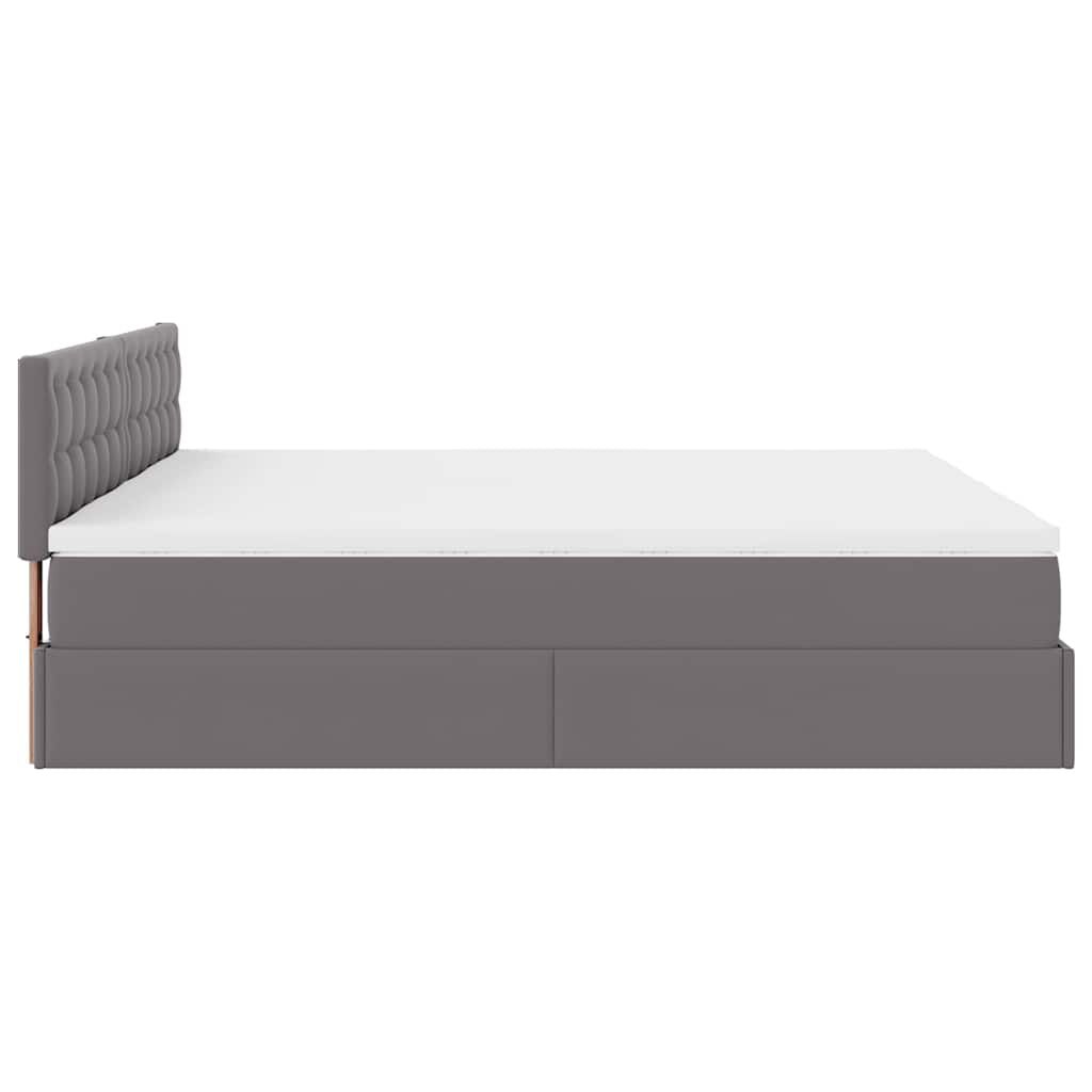 vidaXL Οθωμανικό κρεβάτι με στρώματα Γκρι 200x200cm Faux Leather