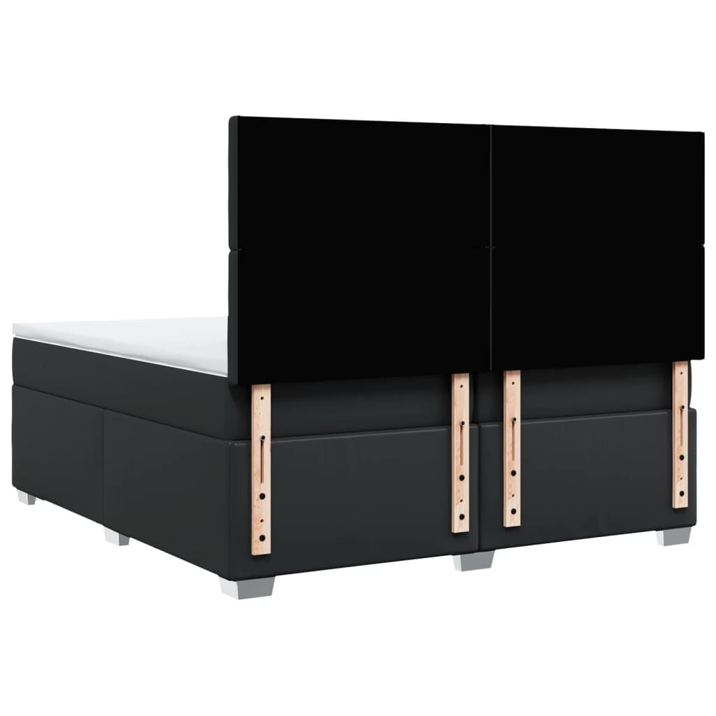 vidaXL Κρεβάτι Boxspring με Στρώμα Μαύρο 200x200 εκ. Συνθετικό Δέρμα