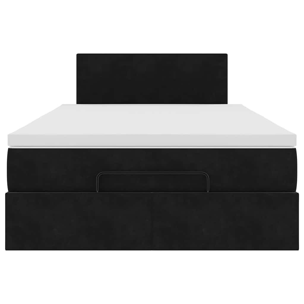 vidaXL Οθωμανικό κρεβάτι με στρώμα & LEDs Μαύρο 120x200cm Velvet