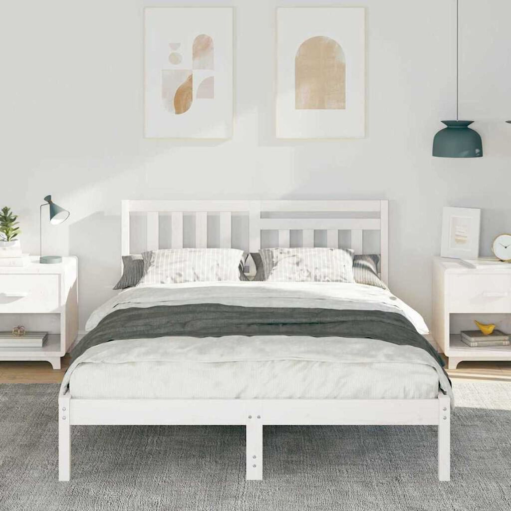 vidaXL Σκελετός Κρεβατιού Λευκό 120 x 190 cm Μασίφ ξύλο πεύκου
