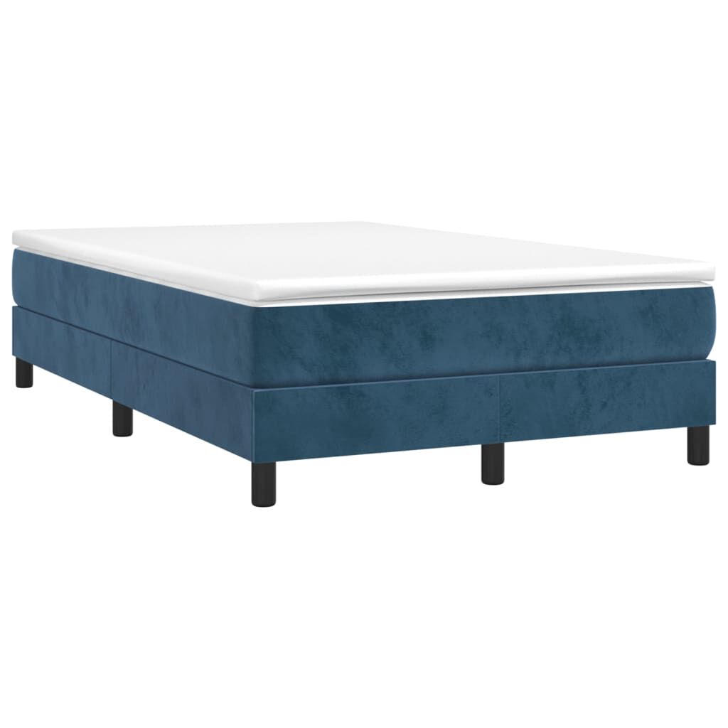 vidaXL Κρεβάτι Boxspring με Στρώμα Σκούρο Μπλε 120x200 εκ. Βελούδινο