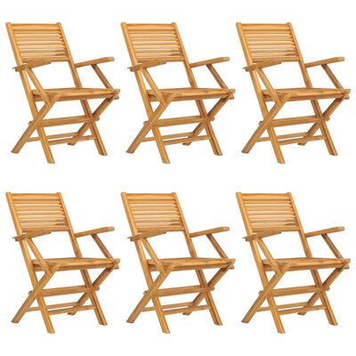 vidaXL Καρέκλες Κήπου Πτυσσόμενες 6 τεμ. 55x62x90 εκ. Μασίφ Ξύλο Teak