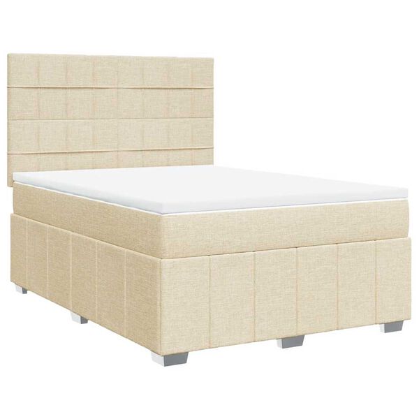 vidaXL Κρεβάτι Boxspring με Στρώμα Κρεμ 140x190 εκ. Υφασμάτινο