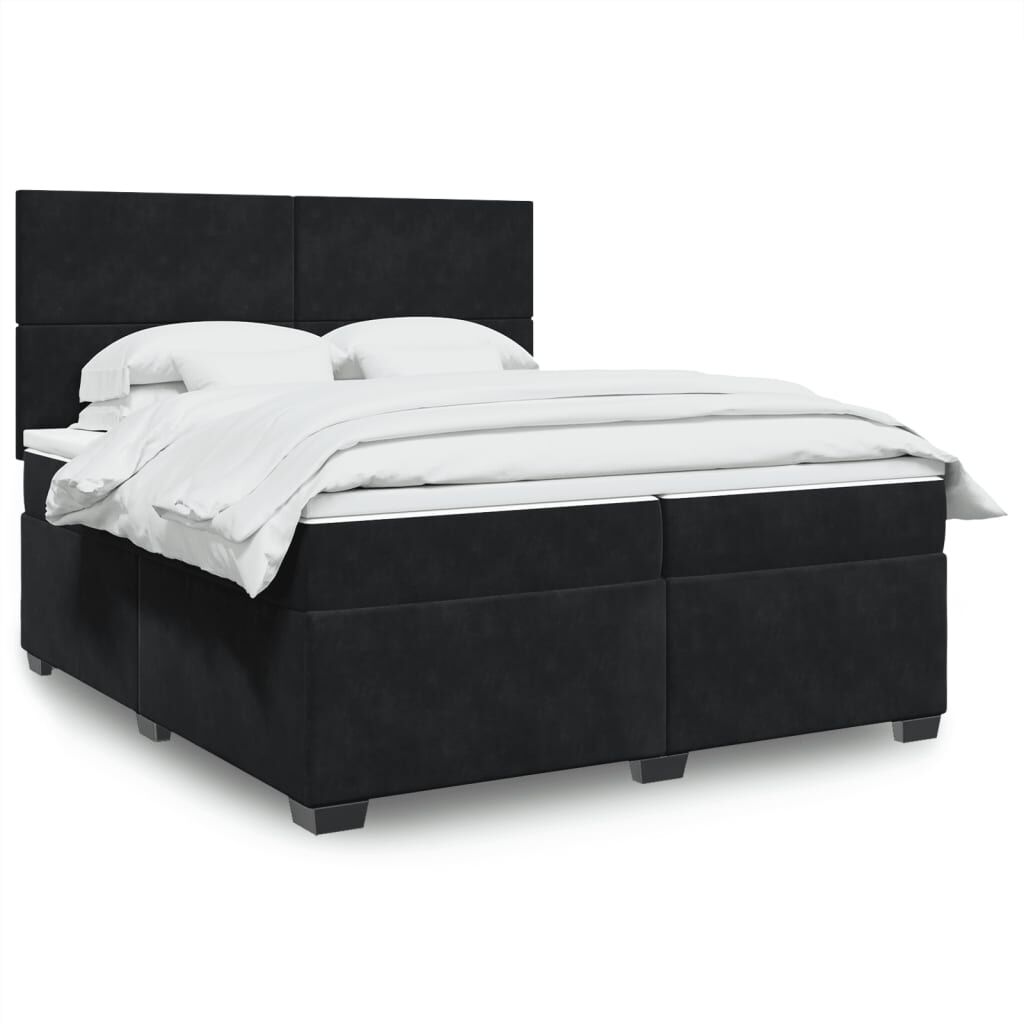 vidaXL Κρεβάτι Boxspring με Στρώμα Μαύρο 200x200 εκ. Βελούδινο