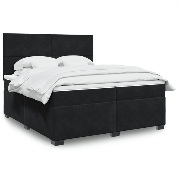 vidaXL Κρεβάτι Boxspring με Στρώμα Μαύρο 200x200 εκ. Βελούδινο