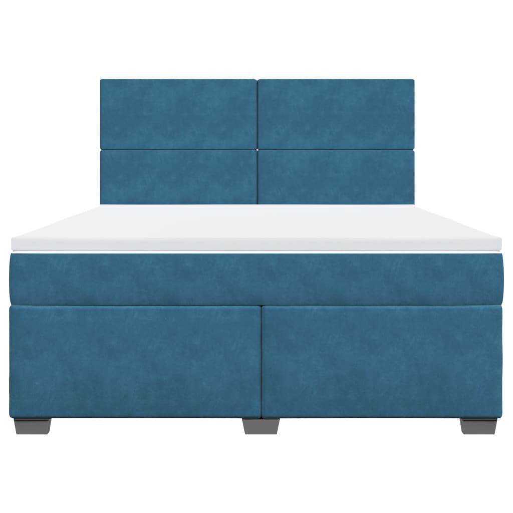 vidaXL Κρεβάτι Boxspring με Στρώμα Μπλε 180x200 εκ. Βελούδινο