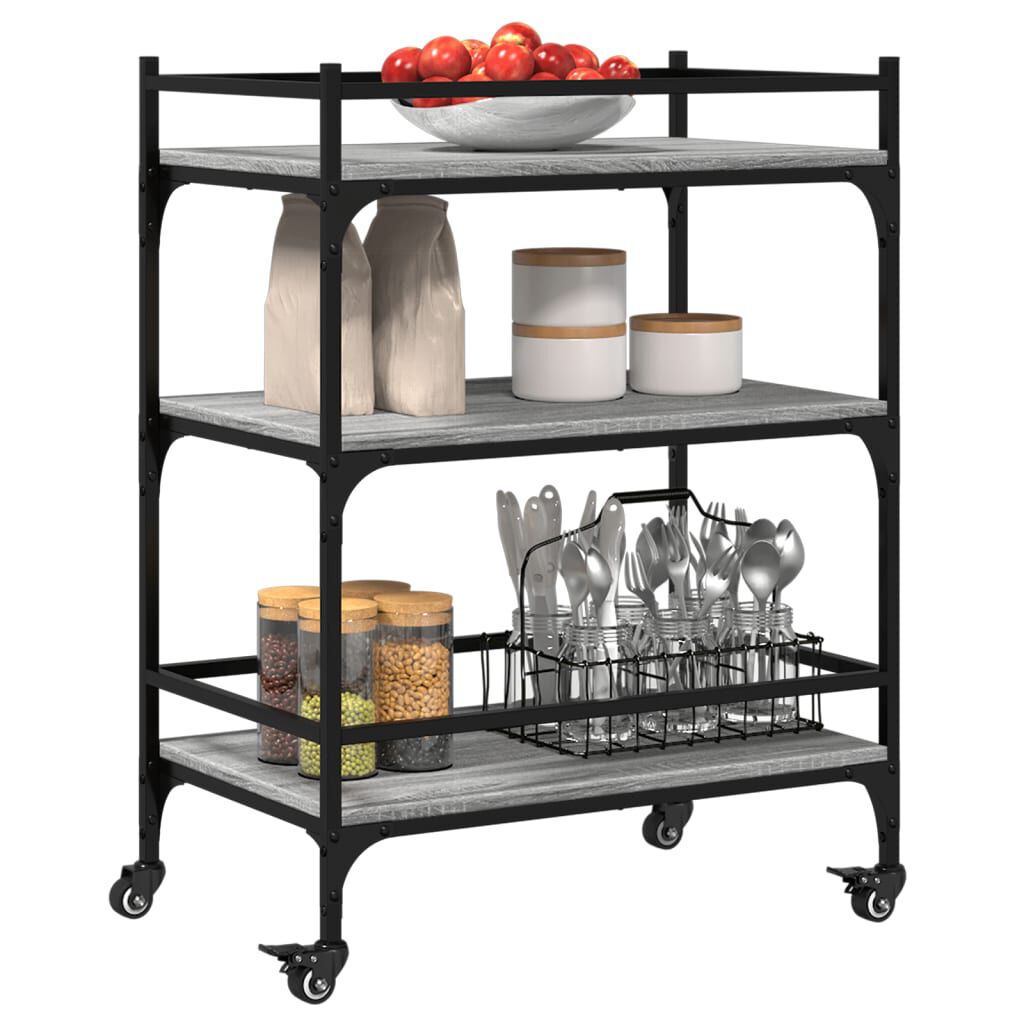 vidaXL Τρόλεϊ Κουζίνας Sonoma Γκρι 65x40x86,5 εκ. Επεξεργασμένο Ξύλο