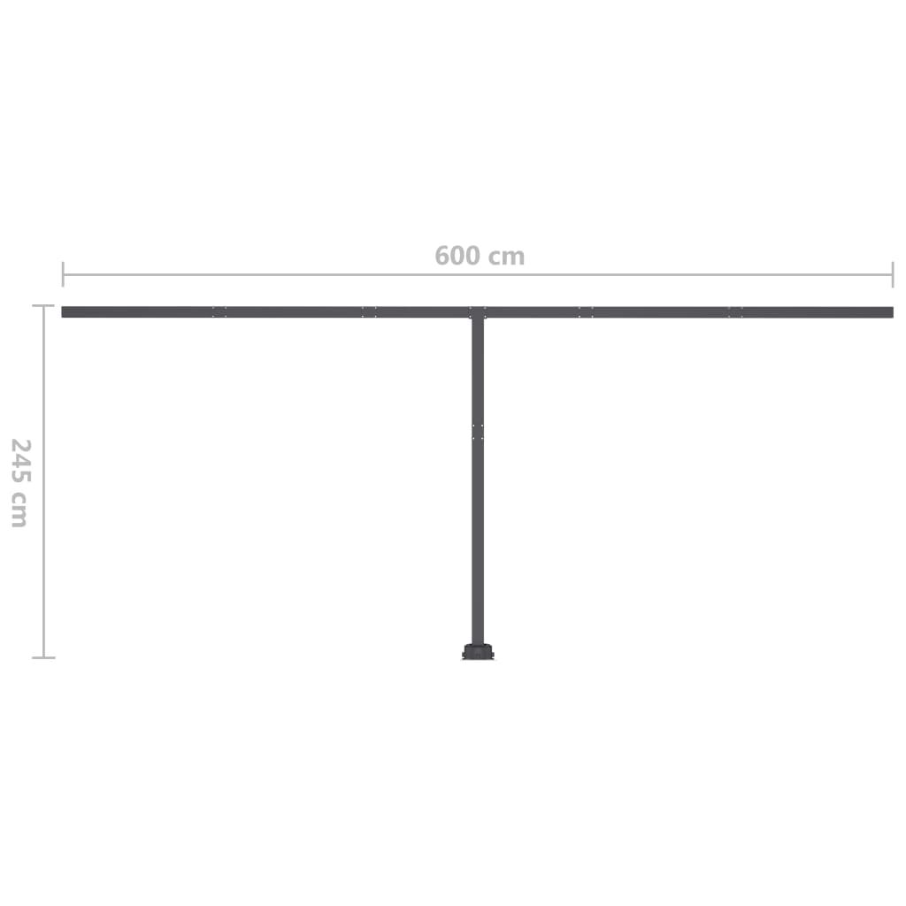 vidaXL Τέντα Αυτόματη με LED&Αισθητ. Ανέμου Πορτοκαλί/Καφέ 600x300 εκ.