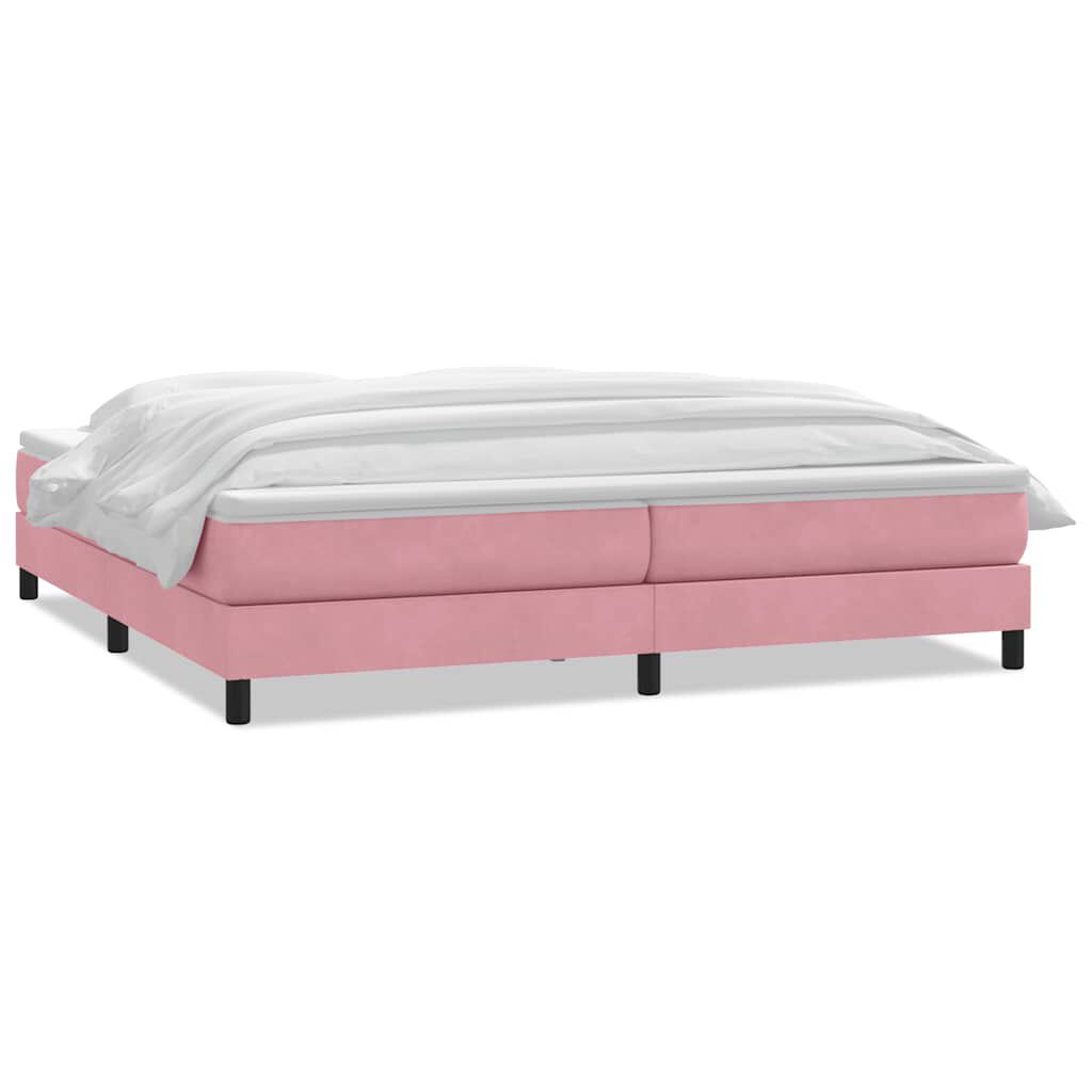 vidaXL Box Spring κρεβάτι με στρώμα ροζ 180x220 cm Βελούδινο