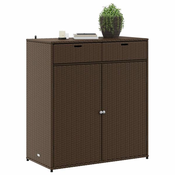vidaXL Ντουλάπι Αποθήκευσης Κήπου Καφέ 105x55x113 εκ. Συνθετικό Ρατάν