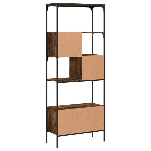 vidaXL Βιβλιοθήκη 5 Επιπέδων Καπνιστή Δρυς 76x33x188,5 εκ. Επεξ. Ξύλο