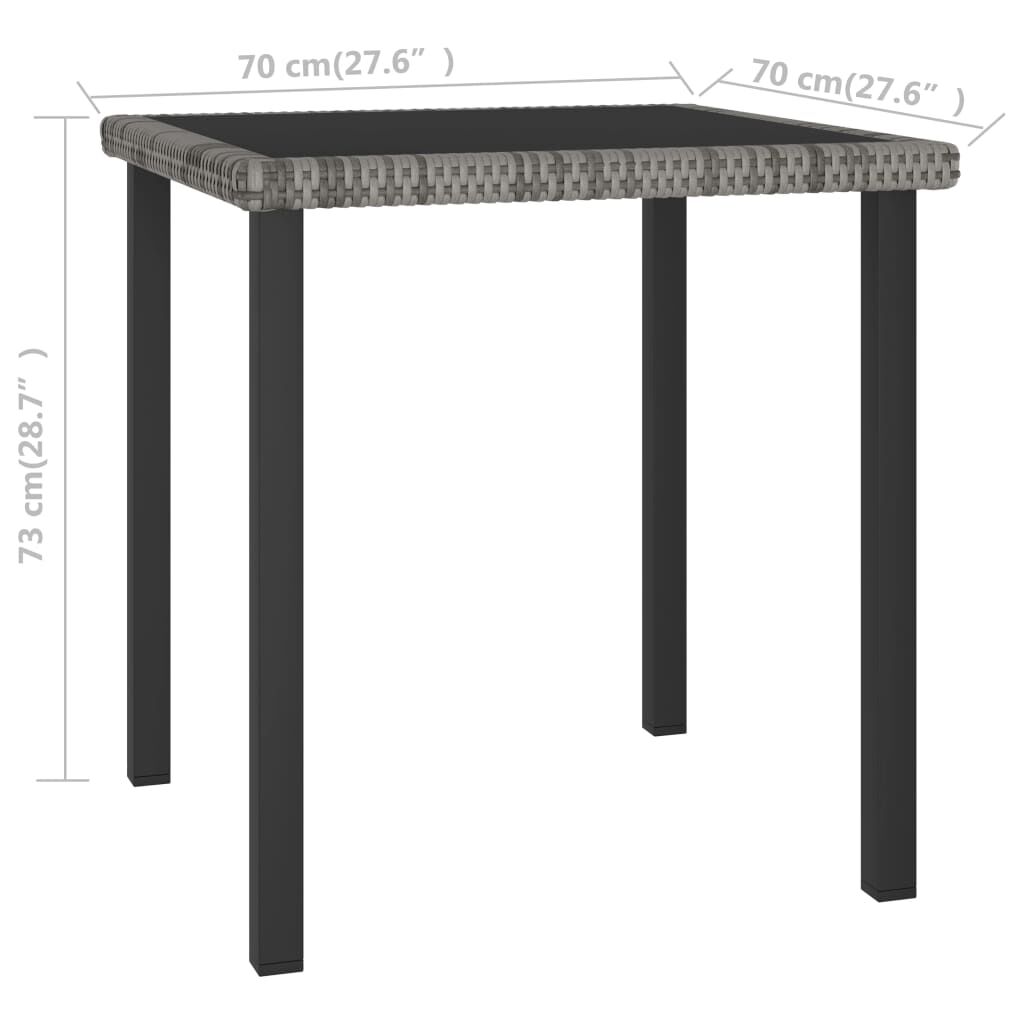 vidaXL Τραπεζαρία Κήπου Γκρι 70 x 70 x 73 εκ. από Συνθετικό Ρατάν
