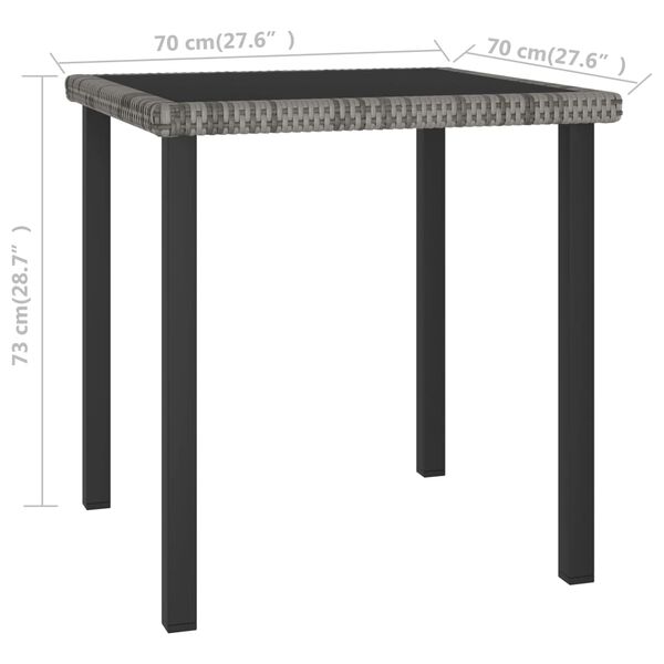 vidaXL Τραπεζαρία Κήπου Γκρι 70 x 70 x 73 εκ. από Συνθετικό Ρατάν