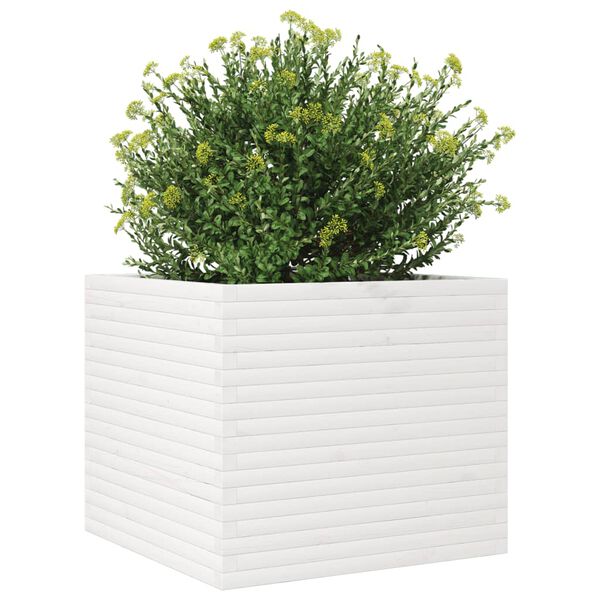 vidaXL Ζαρντινιέρα Λευκή 80x80x68,5 εκ. από Μασίφ Ξύλο Πεύκου