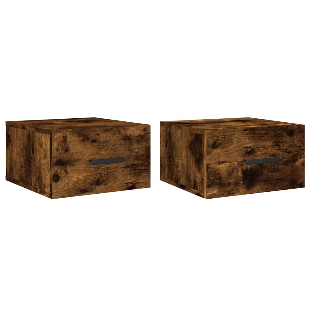 vidaXL Κομοδίνα Επιτοίχια 2 τεμ. Καπνιστή Δρυς 35x35x20 εκ.