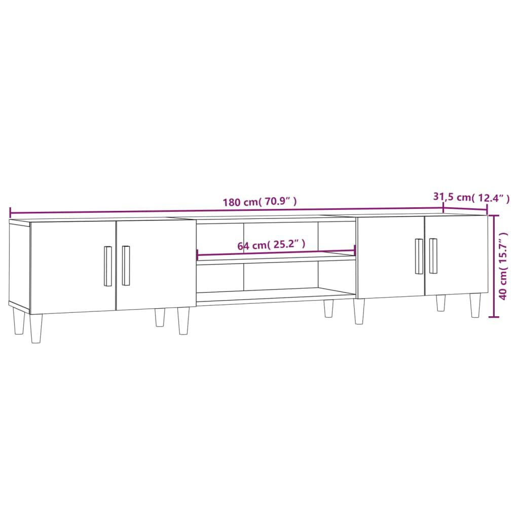 vidaXL Έπιπλο Τηλεόρασης Γκρι Σκυρ. 180x31,5x40 εκ. Επεξ. Ξύλο