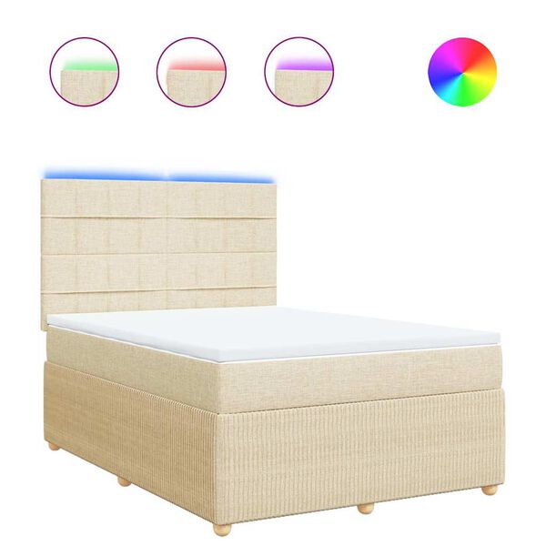 vidaXL &Kappa;&rho;&epsilon;&beta;ά&tau;&iota; Boxspring &mu;&epsilon; &Sigma;&tau;&rho;ώ&mu;&alpha; &Kappa;&rho;&epsilon;&mu; 140x190 &epsilon;&kappa;. &Upsilon;&phi;&alpha;&sigma;&mu;ά&tau;&iota;&nu;&omicron;
