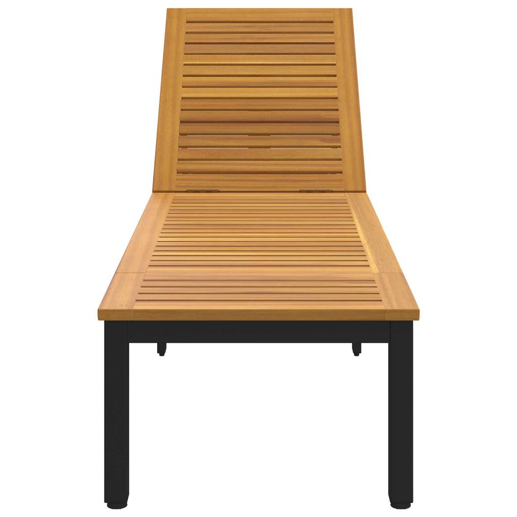 vidaXL Ξαπλώστρα 1-πρόσωπο Μαύρο 200 x 55 x 35 εκ. Μασίφ ξύλο ακακίας