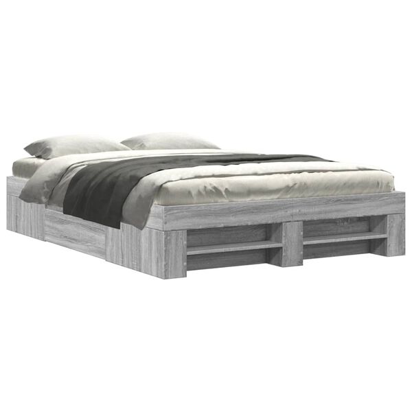 vidaXL Πλαίσιο Κρεβατιού Γκρι Sonoma 135x190 εκ. Επεξεργασμένο Ξύλο