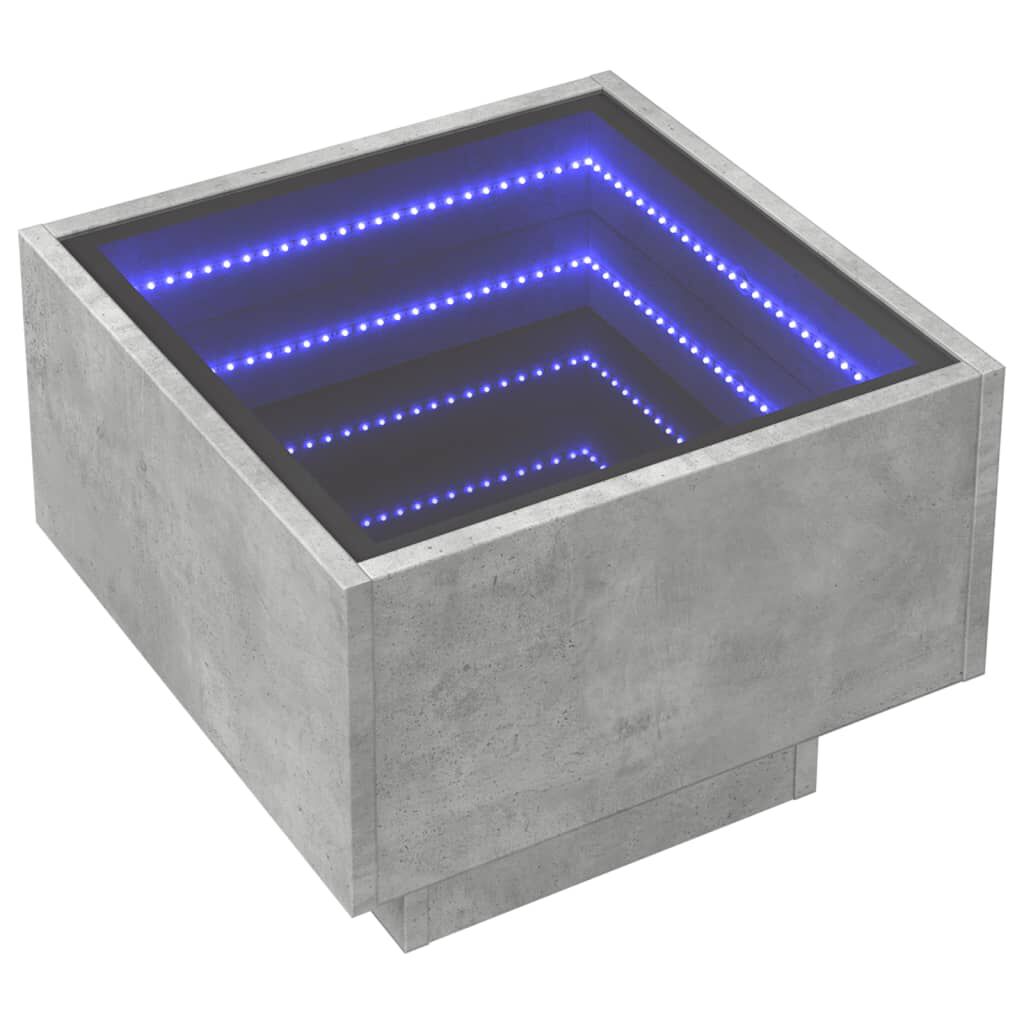 vidaXL Κομοδίνο Άπειρο Φως LED Γκρι Σκυροδέματος 40x40x30 εκ.