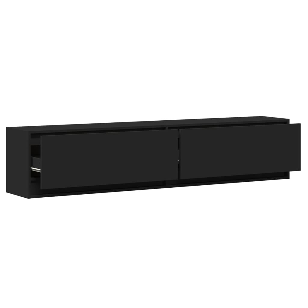 vidaXL Έπιπλο Τοίχου Τηλεόρασης με LED Μαύρο 180x31x38 εκ.
