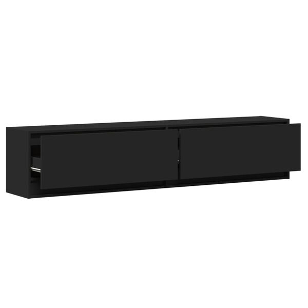 vidaXL Έπιπλο Τοίχου Τηλεόρασης με LED Μαύρο 180x31x38 εκ.