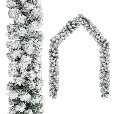 vidaXL Γιρλάντα Χριστουγεννιάτικη Χιονισμένη Πράσινη 10 μ. από PVC