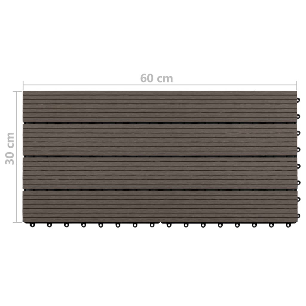 vidaXL Πλακάκια Deck 6 τεμ. Σκούρο Καφέ 60 x 30 εκ. 1,08 μ² από WPC