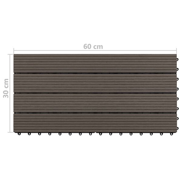 vidaXL Πλακάκια Deck 6 τεμ. Σκούρο Καφέ 60 x 30 εκ. 1,08 μ² από WPC