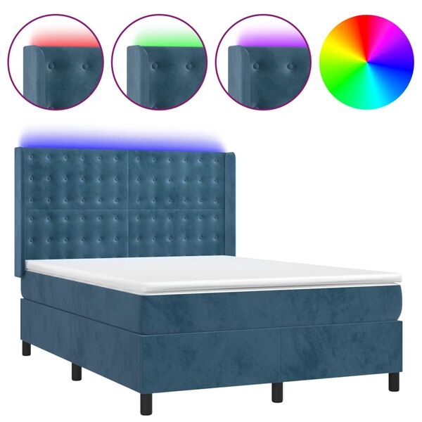 vidaXL &Kappa;&rho;&epsilon;&beta;ά&tau;&iota; Boxspring &mu;&epsilon; &Sigma;&tau;&rho;ώ&mu;&alpha; & LED &Sigma;&kappa;. &Mu;&pi;&lambda;&epsilon; 140x200&epsilon;&kappa;. &Beta;&epsilon;&lambda;&omicron;ύ&delta;&iota;&nu;&omicron;