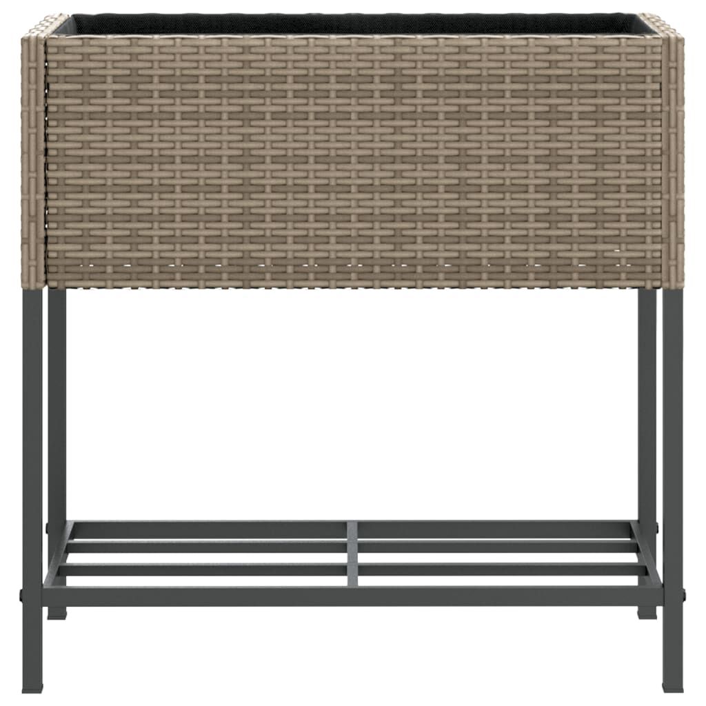 vidaXL Γλάστρες Κήπου με Ράφια 2 τεμ. Γκρι 70x28x70 εκ Συνθ. Ρατάν